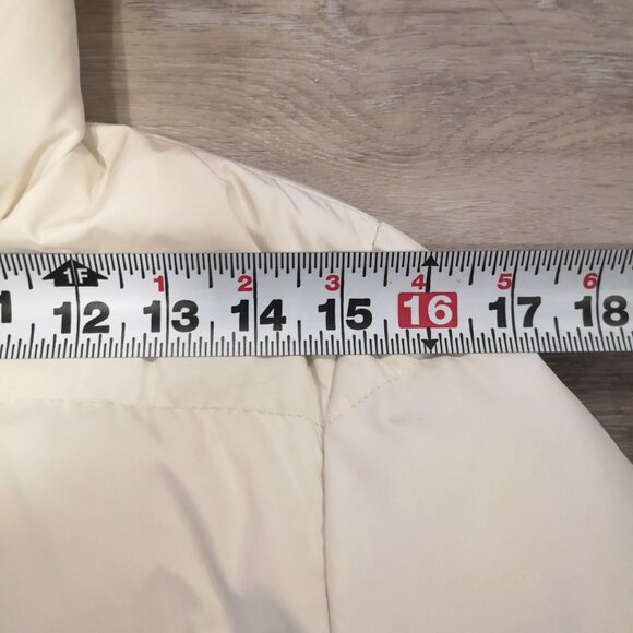 Lauren Ralph Lauren Women's Hooded Puffer Belted Down Jacket Coat Cream Sz Small - Picture 14 of 16